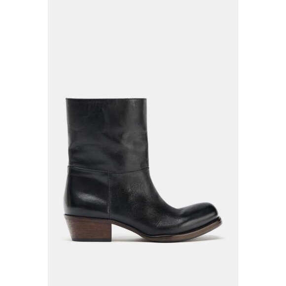 ZARA LEATHER COWBOY ANKLE BOOTS - Picture 5 of 9